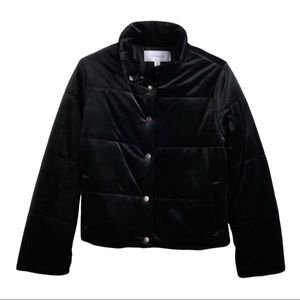 PopSugar Women’s velveteen Black Puffer  Jacket Size Medium EUC
